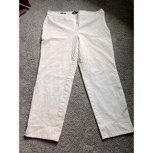 Talbots Chatham Ankle Pants Womens 16 Cream Off White Side Zip Straight Leg
